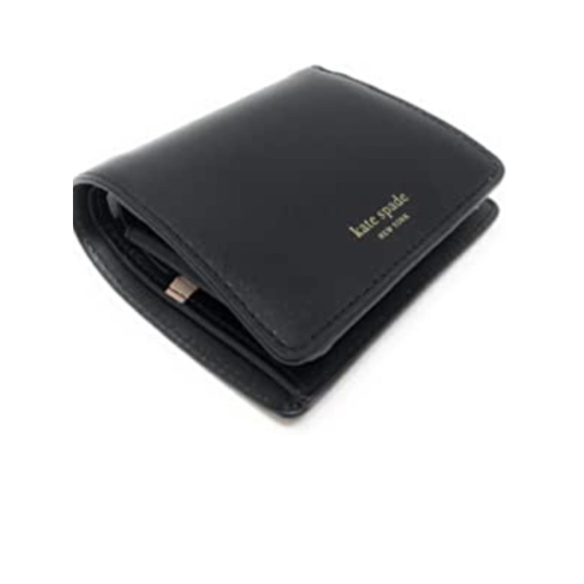 Kate Spade Nadine Bifold Small Wallet Black / Dolce Leather Gold Heart