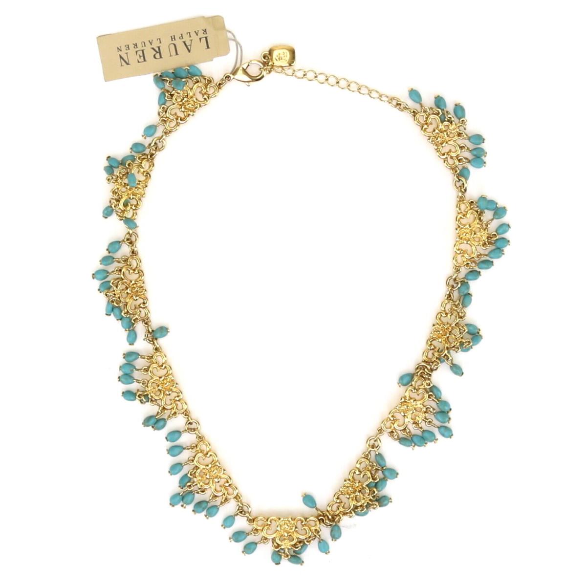 Lauren Ralph Lauren Womens Gold Turquoise Necklace 1243