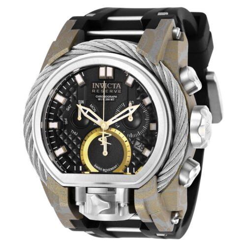 Invicta Reserve Bolt Zeus Magnum Hydroplated Swiss Chronograph Watch 26442 - Dial: Black, Band: Black