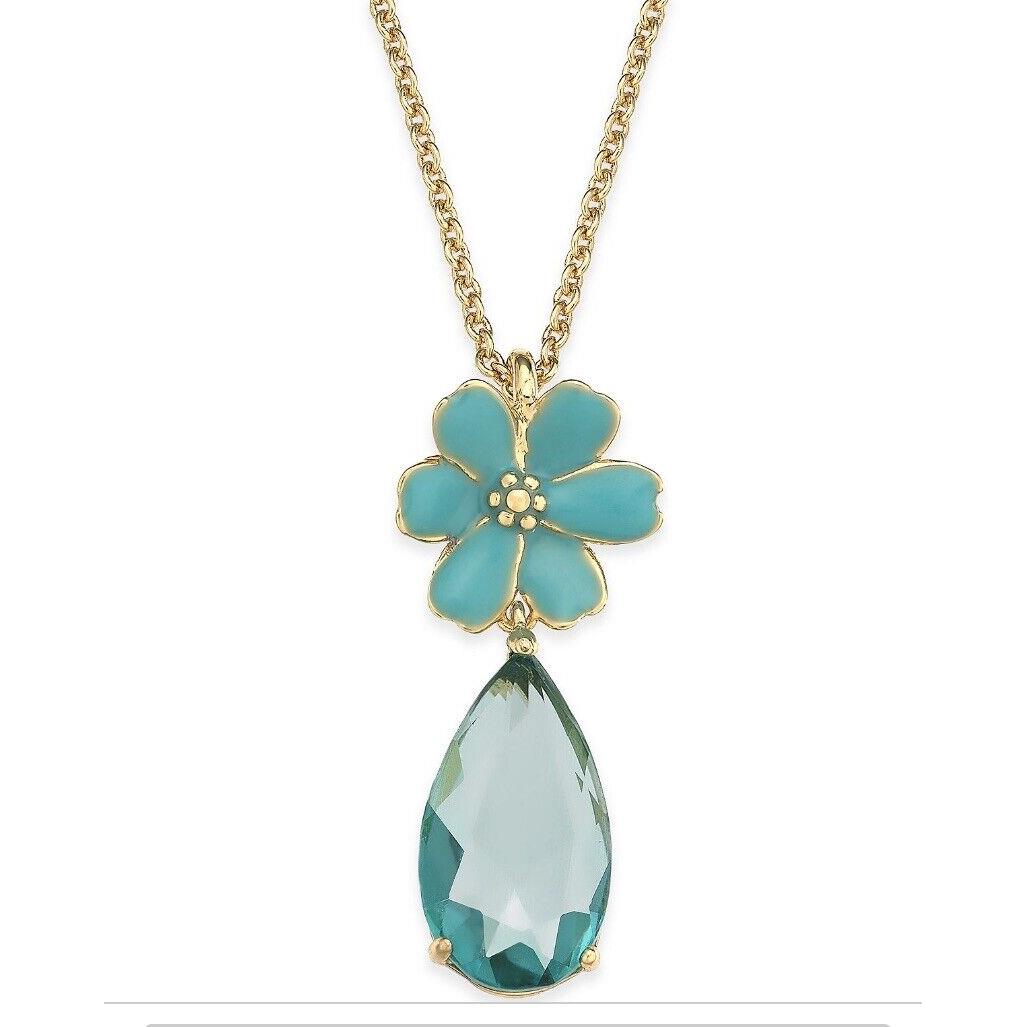 Kate Spade Here Comes Sun Mini Blue Floral Drop Necklace S65