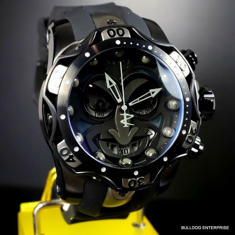 Invicta Reserve Venom DC Comics Joker Black Combat 52mm Swiss Mvt Watch