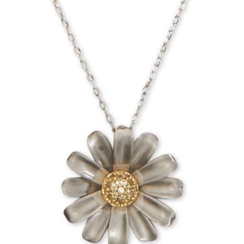 Kate Spade Into The Bloom Flower Necklace Silver Tone 20 Q7