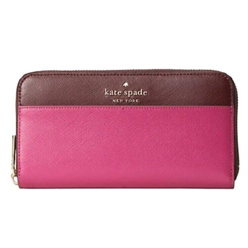 New Kate Spade New Staci Colorblock Large Continental Wallet Leather Pink Multi