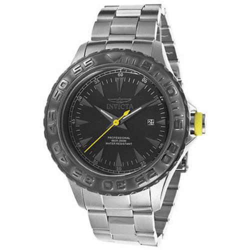 Mens Invicta 17557 Pro Diver Black Dial Steel Bracelet Watch - Black , Black Dial