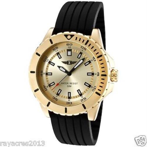 Invicta Mens 10004-004 Gold Dial Black Silicone Watch