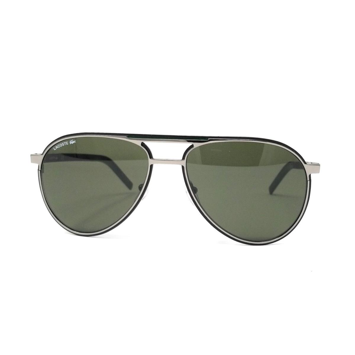 Lacoste Men`s Sunglasses Full Rim Shiny Grey Metal Aviator Shape Frame L193S 035