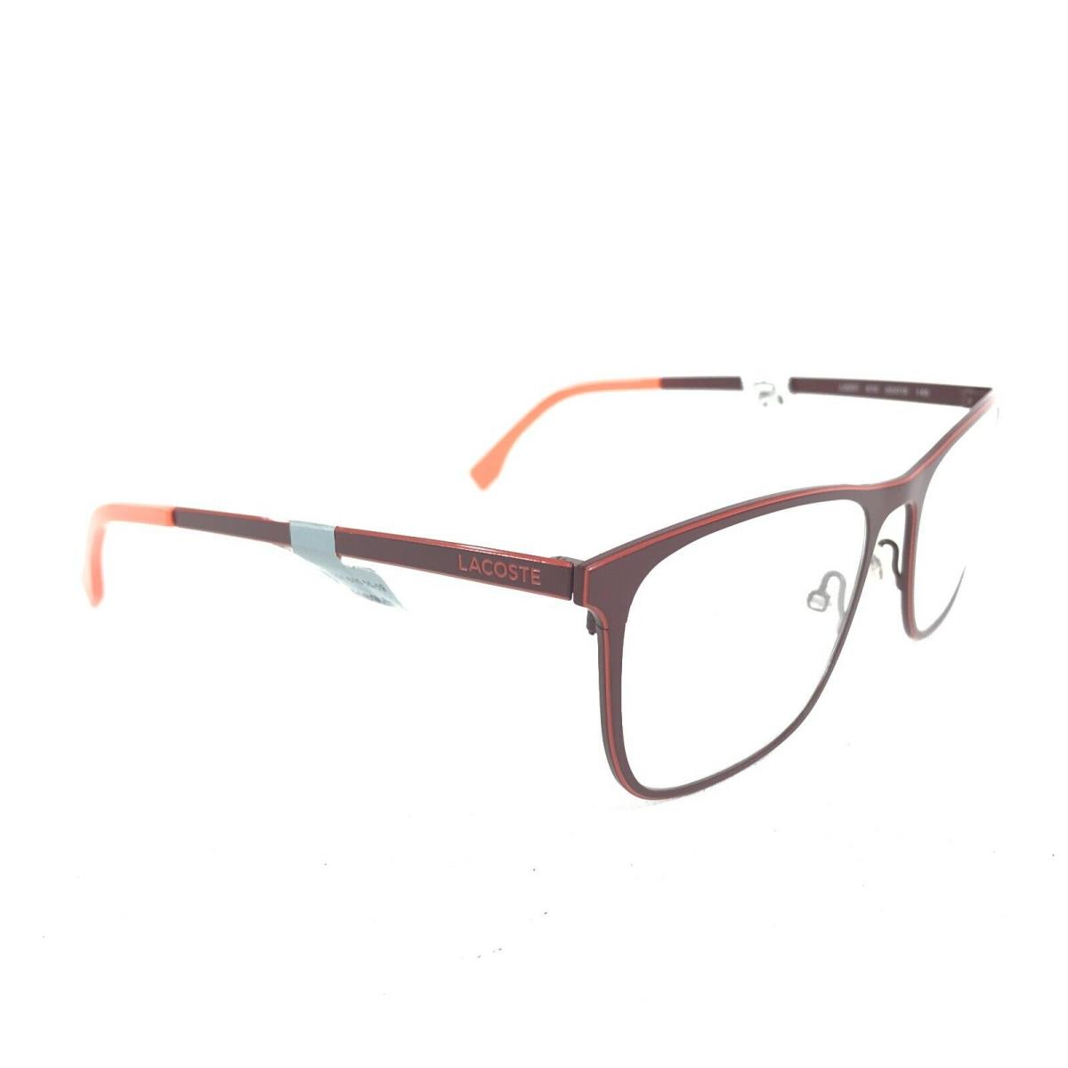 Lacoste L2231 615 Eyeglasses Frames Red Square Horn Thin Wire Rim 55-19-145