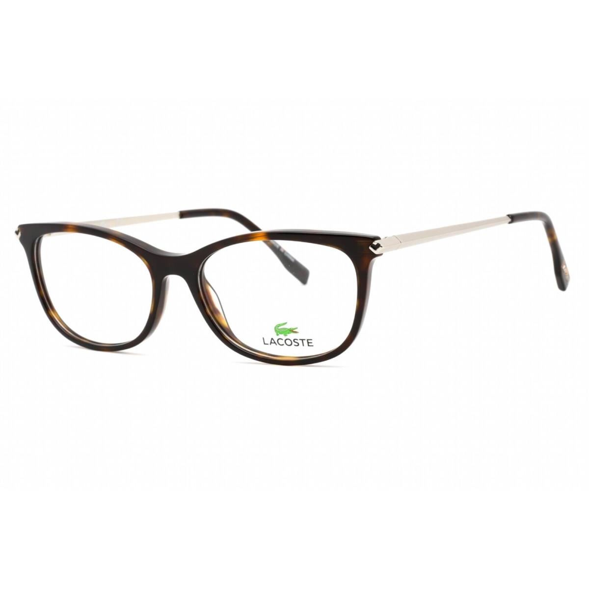 Lacoste Women`s Eyeglasses Havana Rectangular Frame Clear Demo Lens L2863 214