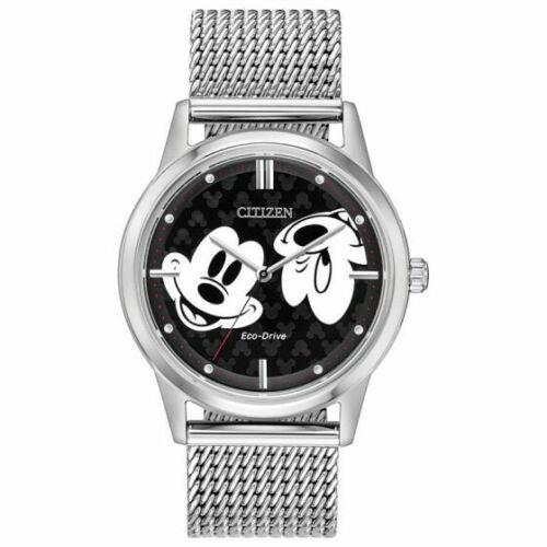 Citizen Mickey Mouse Unisex FE7060-56W Black Dial 40mm Watch - Black Dial, Silver Band