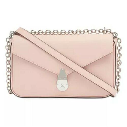 Calvin Klein Daytona Locked Silver Chain Crossbody Leather Bag Pewter Pink B2