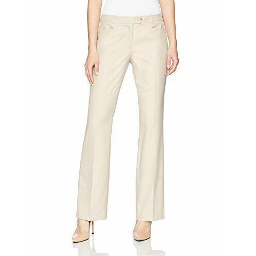 Calvin Klein Women`s Birdseye Modern Fit Pant Khaki/white 14