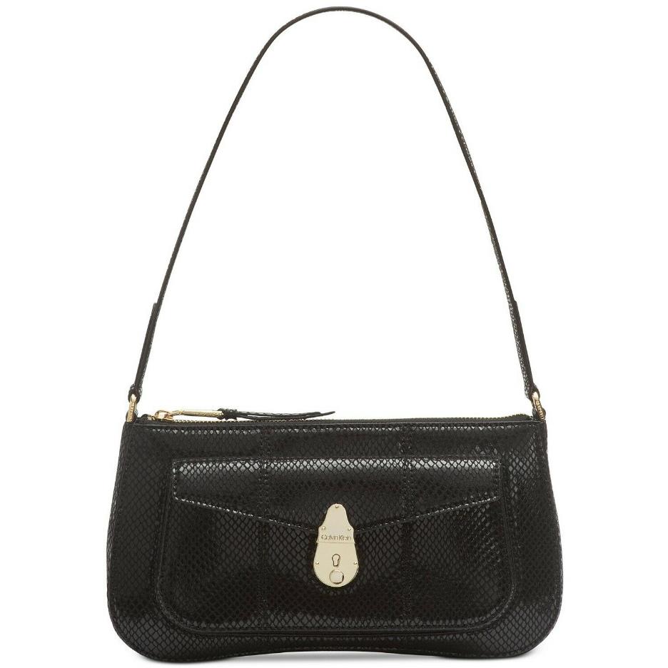 Calvin Klein Lock Leather Demi Shoulder Bag Black