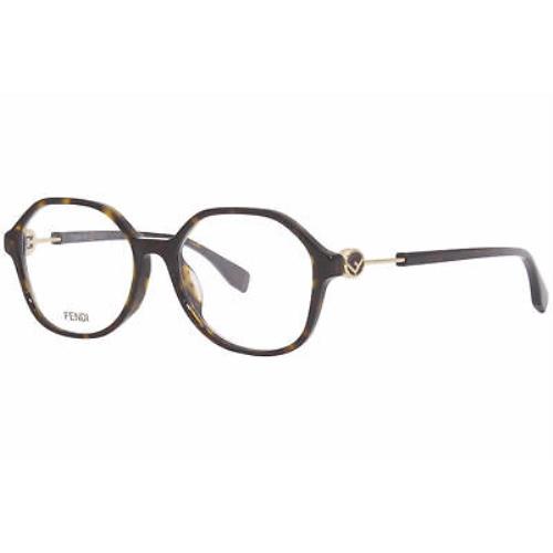 Fendi FF0366/F 086 Eyeglasses Women`s Dark Havana Full Rim Round Shape 53mm