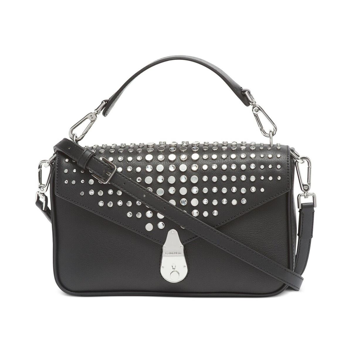 Calvin Klein Leather Lock Shoulder Bag Studded Black Limited Edition B4HP