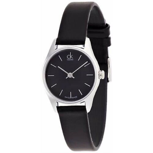 Calvin Klein K4D231C1 Women`s 23mm Black Leather Strap Quartz Watch