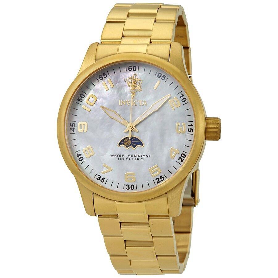 Mens Invicta 23827 Sea Base Moonphase Gold Tone Bracelet Watch