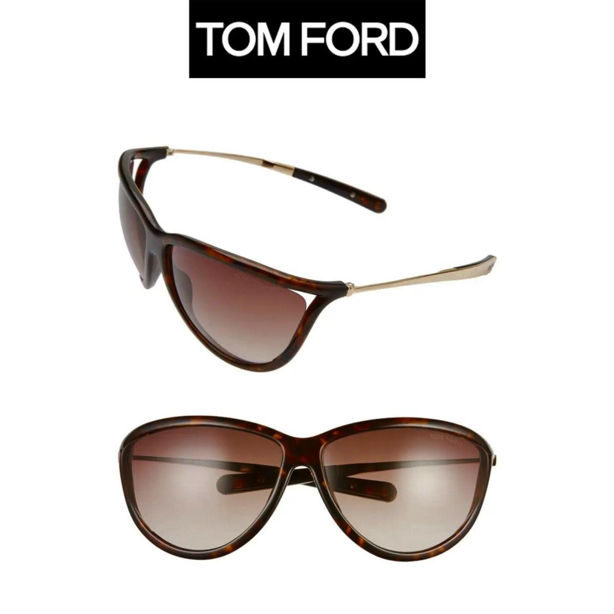 Tom Ford Tammy TF770 52F Dark Havana/gold Gradient Brown Cat Eye SUNGLASSES.70mm