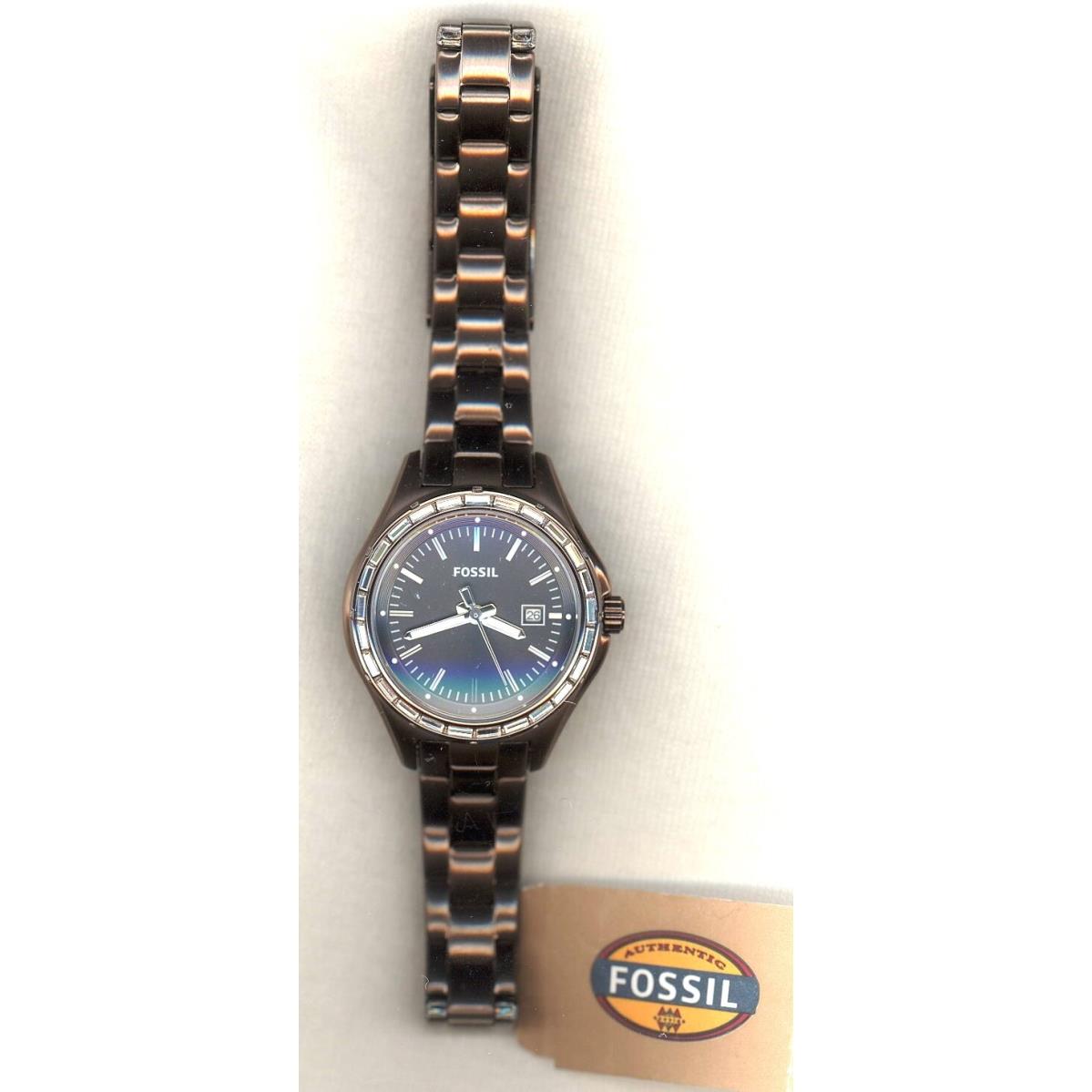 Fossil AM4399 Dylan Glitz Stainless Steel Brown Dial Brown Bracelet Watch