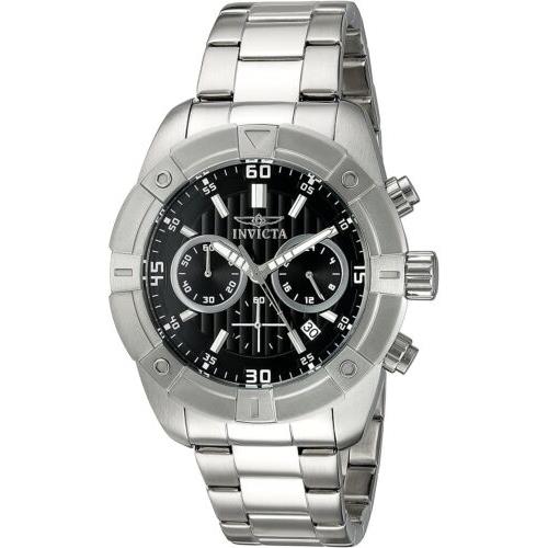 Invicta Specialty Chronograph Quartz Black Dial Men`s Stainless Watch 21466 - Dial: Black, Band: Silver