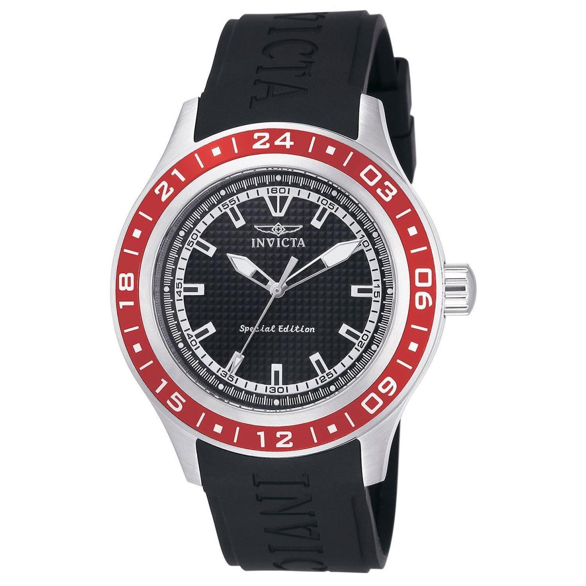 Invicta Men`s Specialty 45mm Silicone Band Watch Black/red Model 15227 - Face: Black, Dial: Black, Red, Band: Black