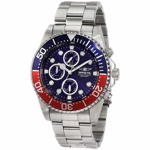 Invicta 1771 Pro Diver Stainless Steel Blue Dial Chronograph Dive Men`s Watch
