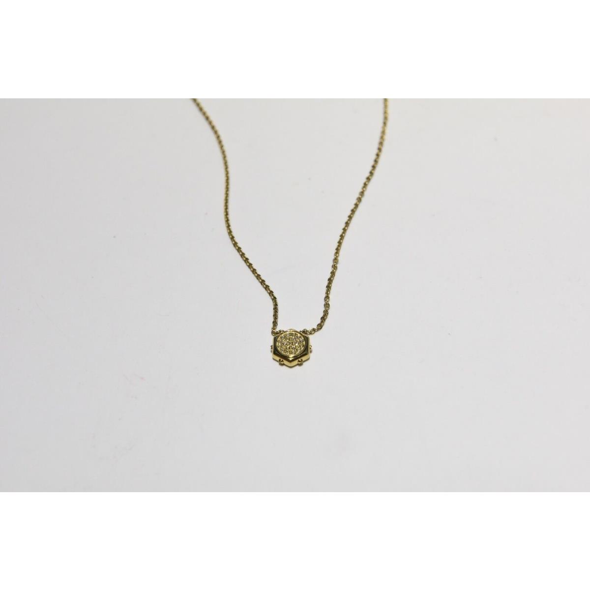 Swarovski Bolt Micro Pendant Clear Pave Crystal Hexagon Pendant Gold Tone