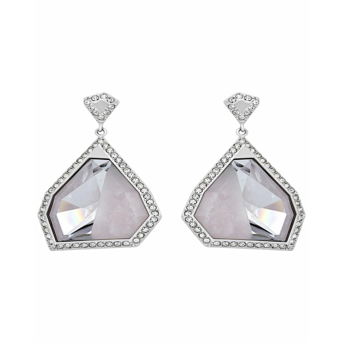 Swarovski Architectural Rhodium-plated Pink Crystal Earrings 5090207