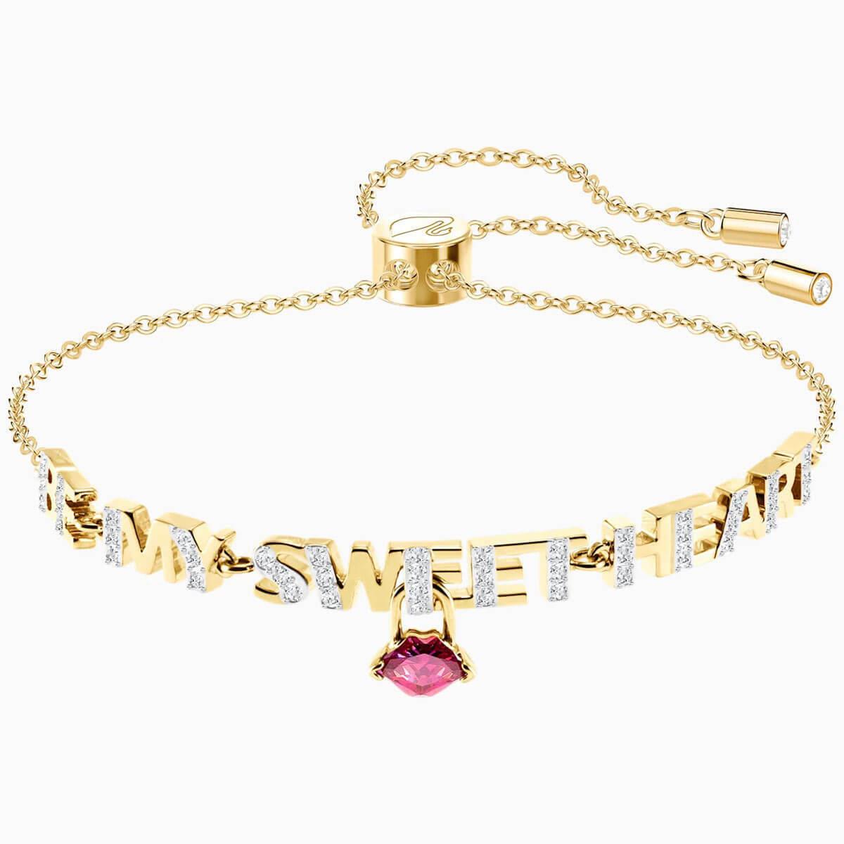 Swarovski Women`s Bracelet Melt Your Heart Tiny Red Lip Motif YG Plated 5446015