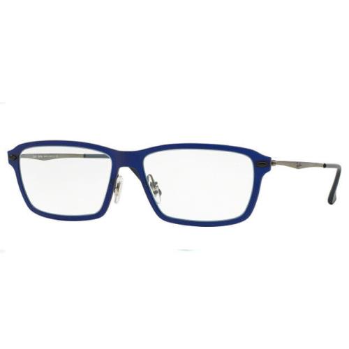 Ray-ban Square Dark Blue 55MM Crystal Full Rim Men`s Eyeglasses RX7038 5451