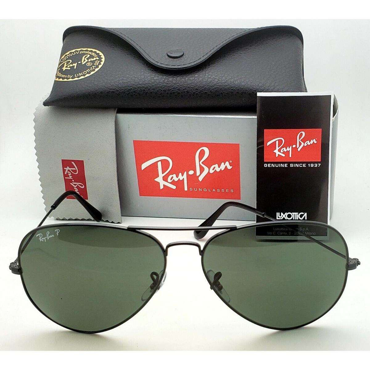 Polarized Ray-ban Sunglasses RB 3025 Large Metal 002/58 55-14 Black Frames+green