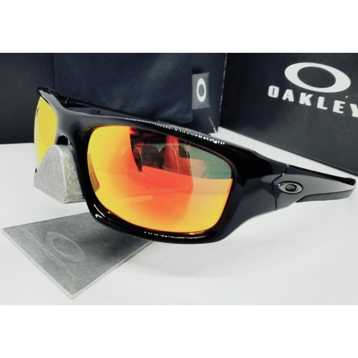 Custom Oakley Polished Black Valve + Aftermarket Fire Polarized Sunglasses - Frame: Black, Lens: Orange