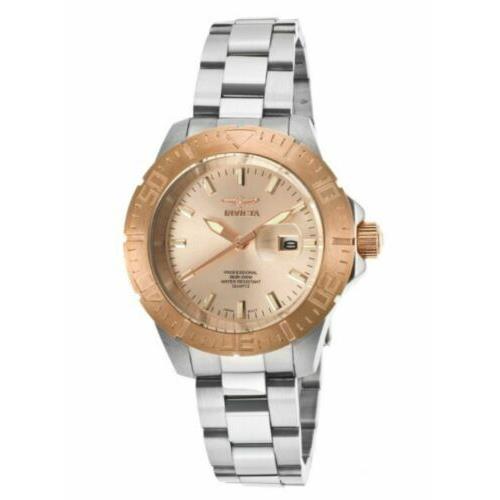 Invicta 15325 Women`s Pro Diver Collection Rose Gold SS Bracelet Date Watch - Gold