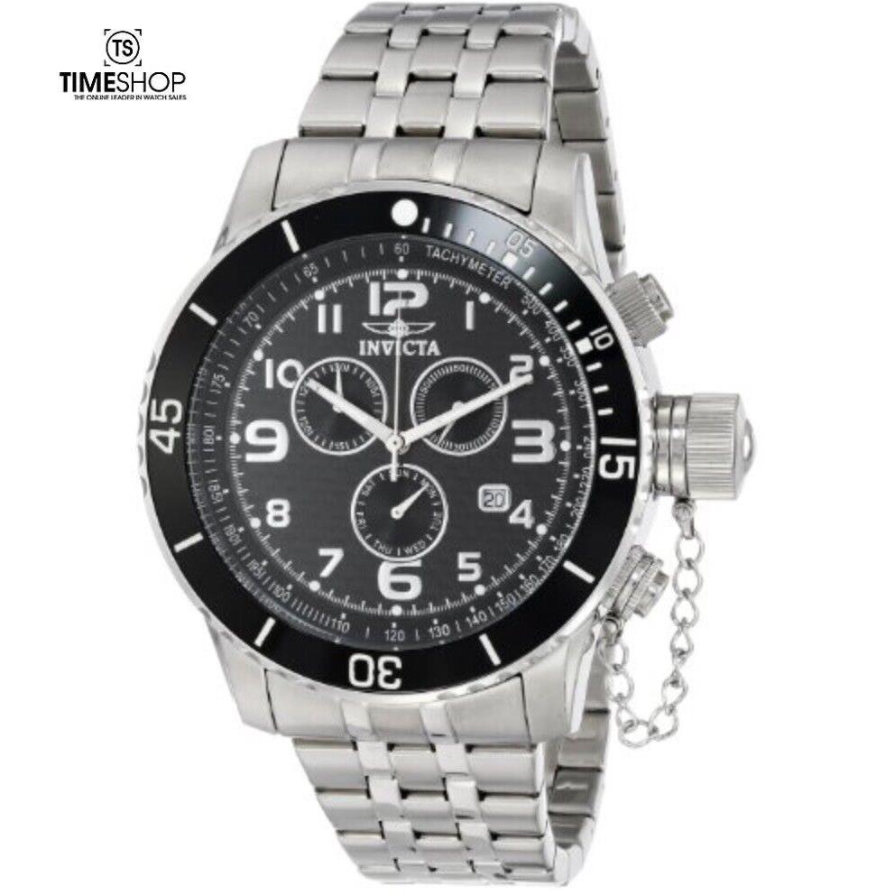 Invicta Specialty Chrono Black Dial Stainless Steel Band Quartz Mens Watch 16934