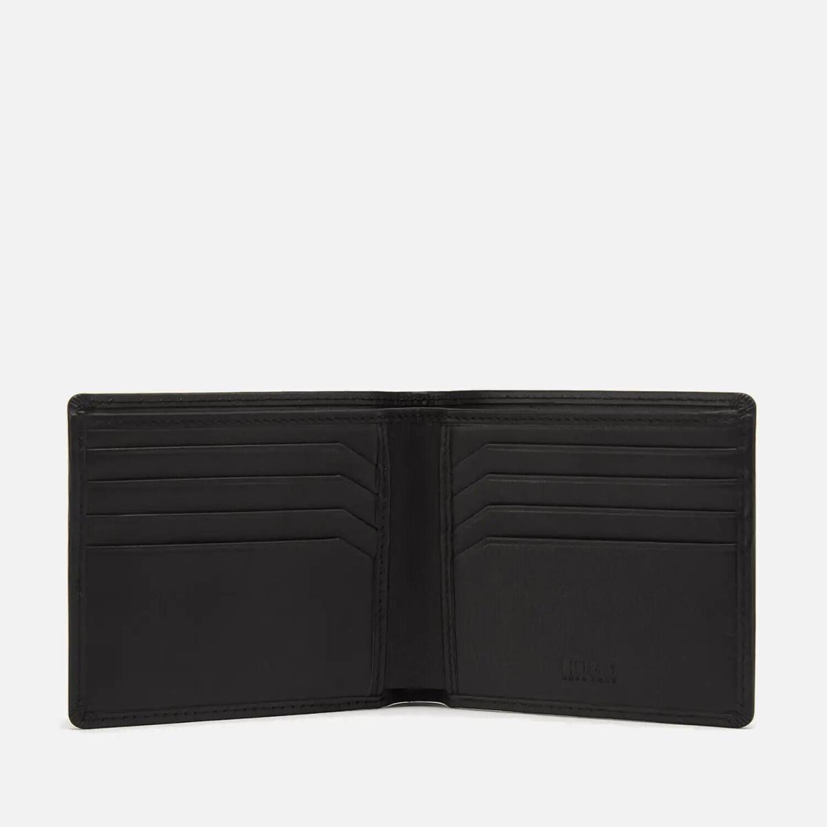 Hugo Boss Black Leather Men`s Roteliebe Bi-fold with Partially Concealed Logo