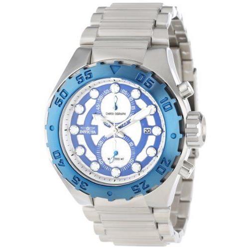 Invicta Men`s 13095 Pro Diver Chronograph Silver Textured Dial Stainless Watch