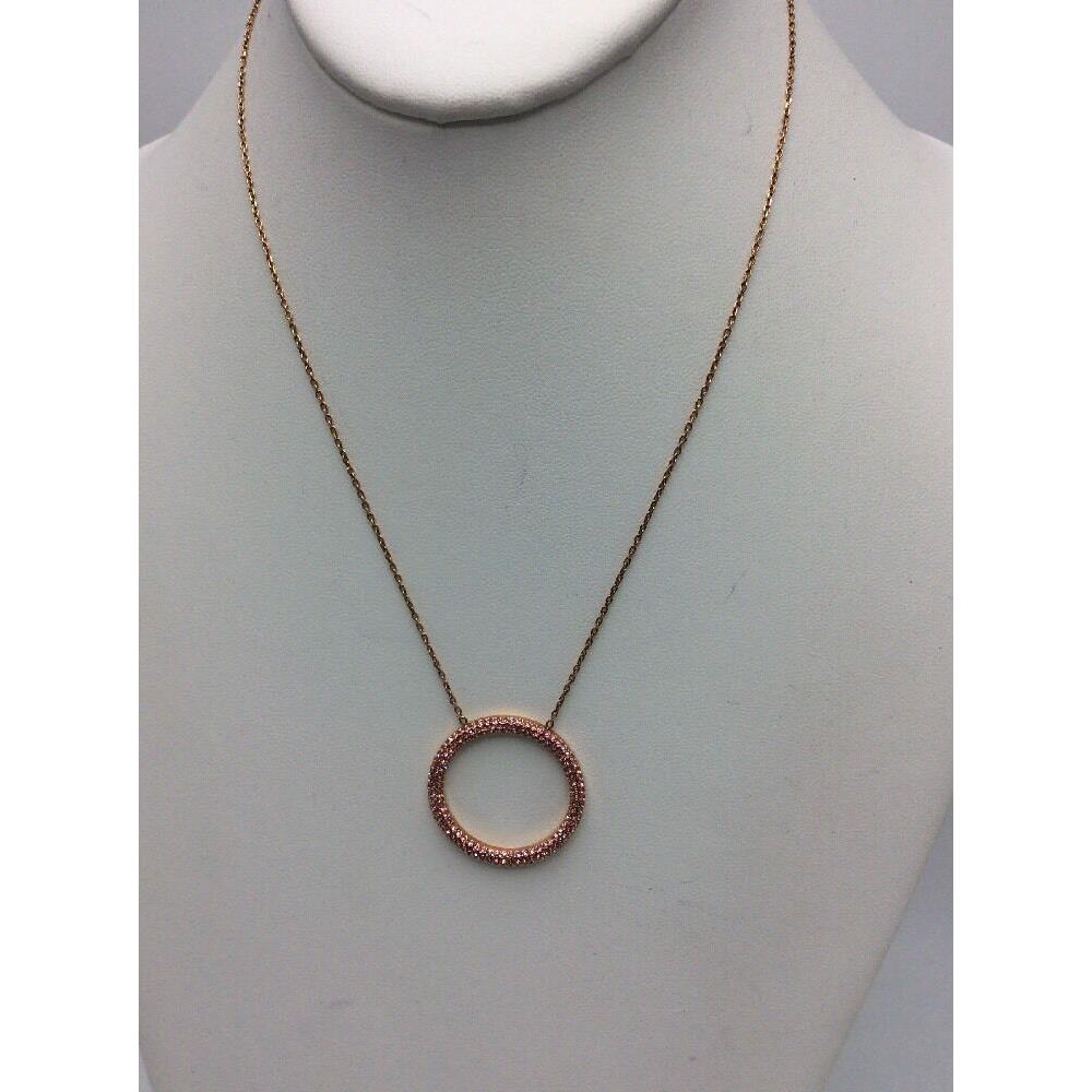 Michael Kors Rose Gold Tone Pave Open Circle Necklace d14