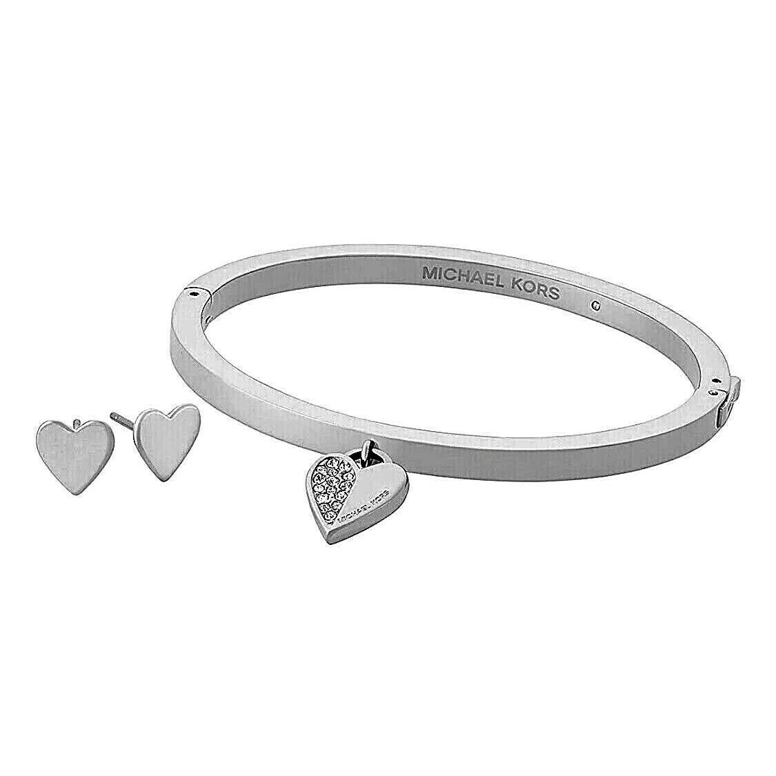 Michael Kors Silver-tone Pave` Hinged Heart Bracelet Earring