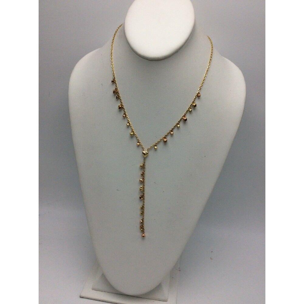 Michael Kors Tailored Two Tone Nugget Bead Y Lariat Necklace D1