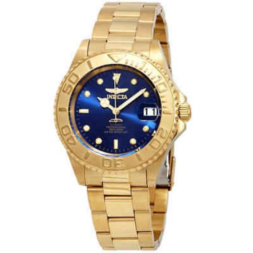 Invicta Pro Diver Automatic Blue Dial Men`s Watch 26997 - Dial: Blue, Band: Gold, Bezel: Gold