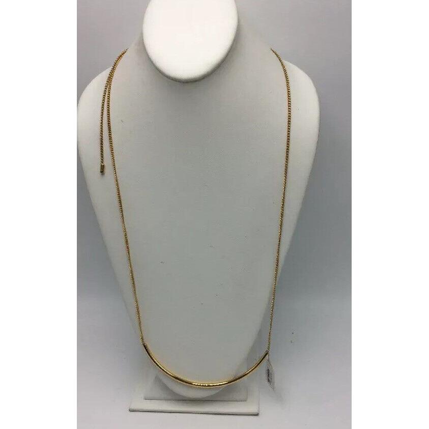 Michael Kors MKJ5792710 Gold Tone Curved Bar Slider 40 Long Necklace MKD10