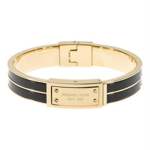 Michael Kors MKJ2350710 Women`s Gold Stainless Steel Black Hinge Bangle Bracelet