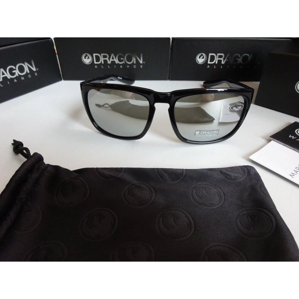 Dragon Rune XL Shiny Black Silver Ion Sunglasses 2019