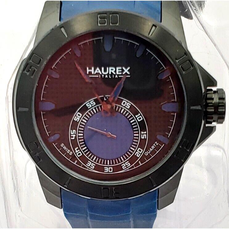 Haurex Italy Men`s 3N503UBB Acros Black Ion-plated Stainless Steel Blue Band