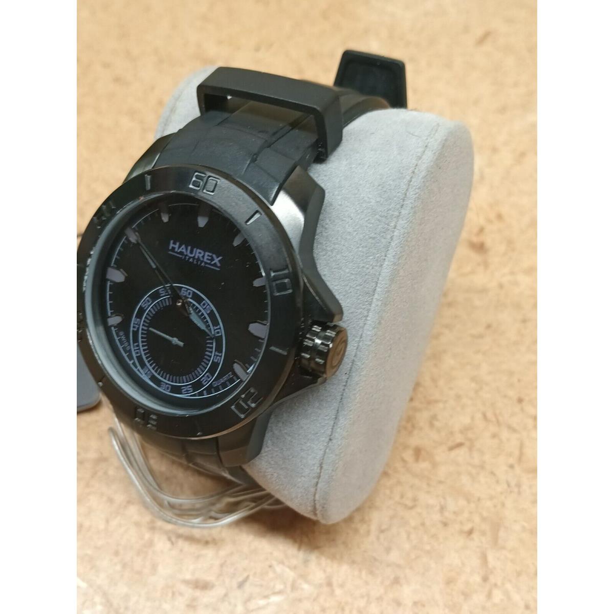Haurex Italy Men`s 3N503UNN Acros Black IP Rubber Wristwatch Needs Battery