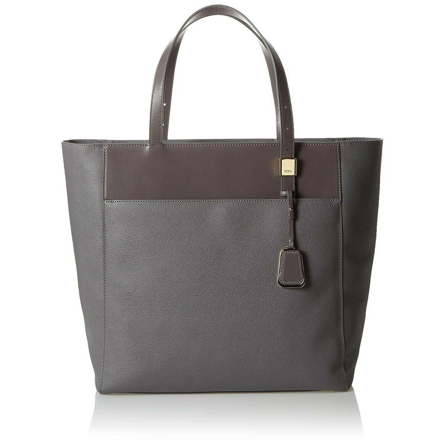 Tumi Nora Tote Shoulder Bag Purse Shopper Luxury Logo Charm Grey 079364GG