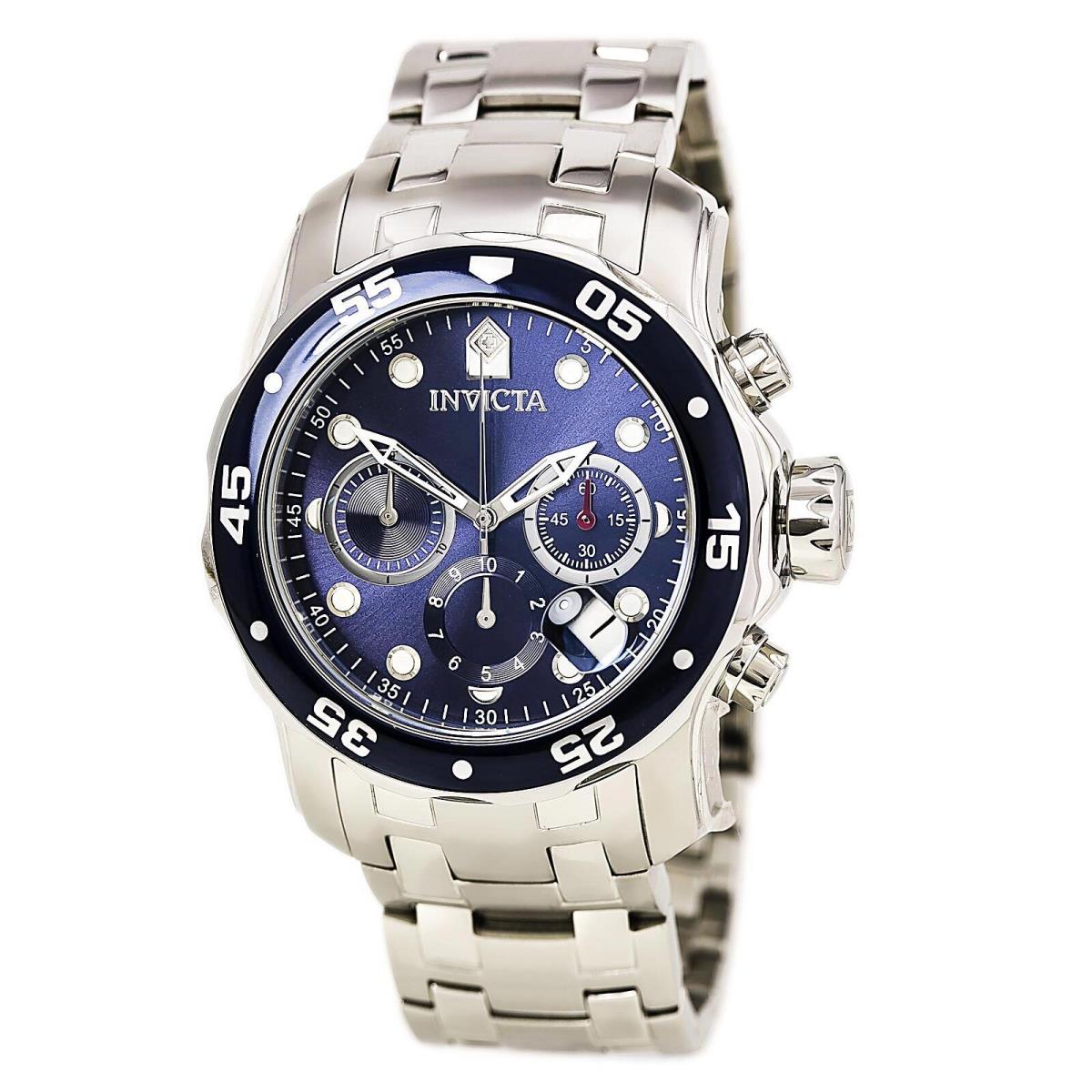 Invicta 0070 Men`s Pro Diver Blue Dial Chrono Steel Dive Watch