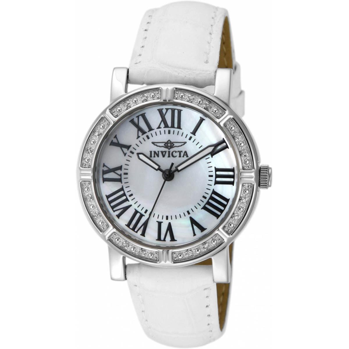 Invicta 12641 Wild Flower Mother of Pearl Dial Leather Strap Women`s Watch