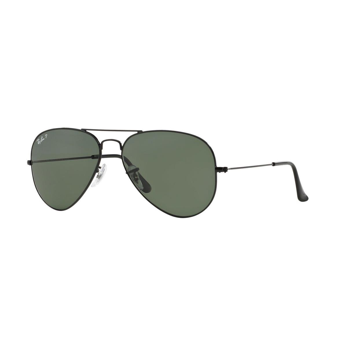 Ray Ban Fashion Aviator RB3025 002/58 Black Polarized Green Sunglasses - Black Frame, Green Lens