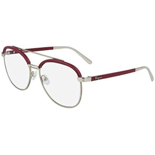 Salvatore Ferragamo SF2195L 744 Light Gold Burgundy Leather Eyeglass 57mm