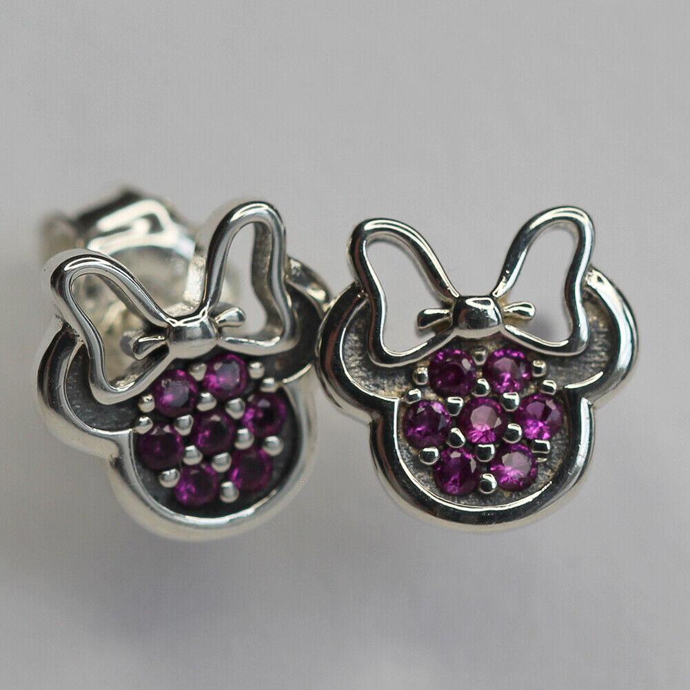 Pandora Earrings Disney Dazzling Minnie 290580CZR W Suede Pouch